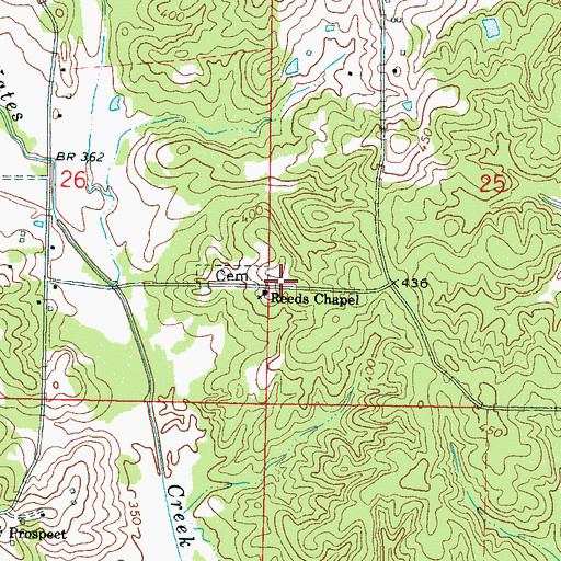 Topographic Map of Reeds Chapel School (historical), MS