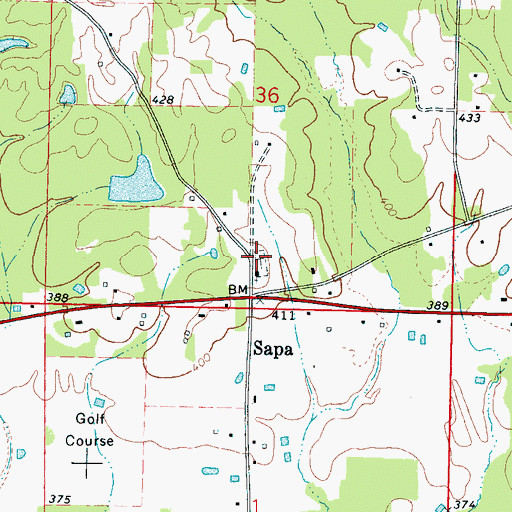 Topographic Map of Sapa Cemetery, MS