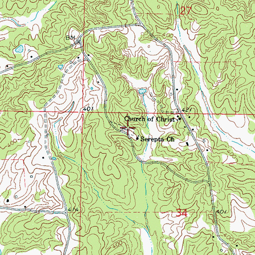 Topographic Map of Sarepta Cemetery, MS