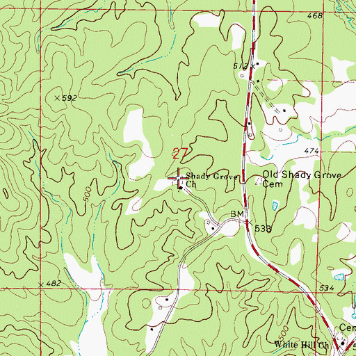 Topographic Map of Shady Grove Cemetery, MS
