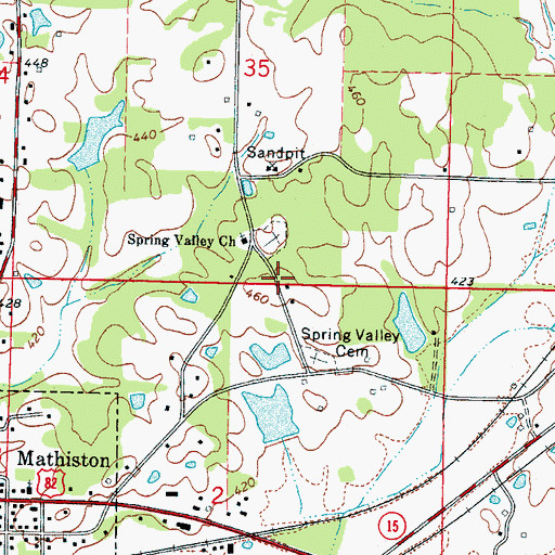 Topographic Map of Spring Valley, MS