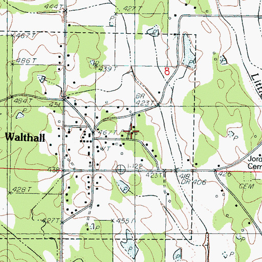 Topographic Map of Walthall School (historical), MS