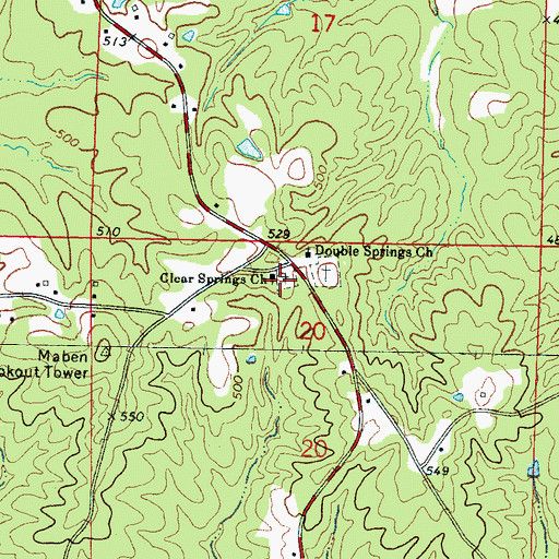 Topographic Map of Clear Springs Cemetery, MS