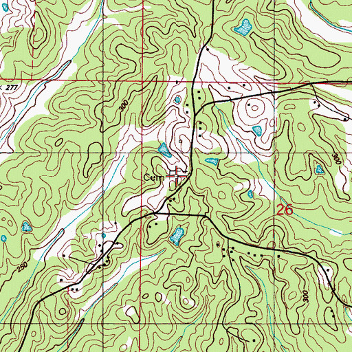 Topographic Map of Crigler Cemetery, MS