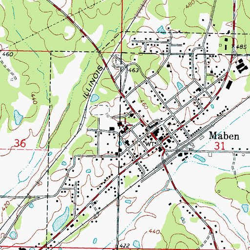 Topographic Map of Maben High School, MS