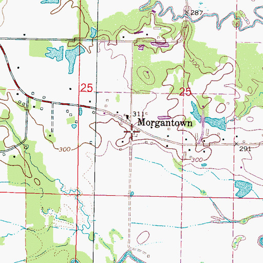 Topographic Map of Morgan Chapel Cemetery, MS