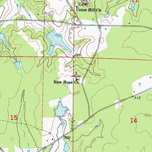Topographic Map of New Hope Cemetery, MS