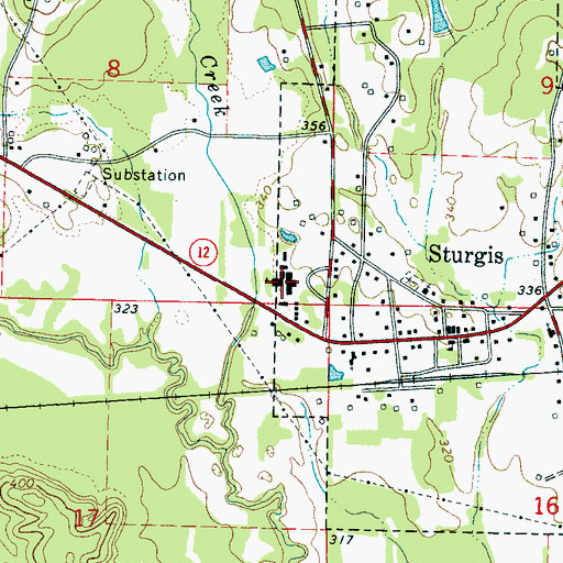 Topographic Map of Sturgis Attendance Center, MS