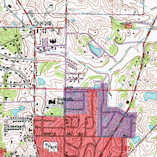 Topographic Map of Tanglewood, MS