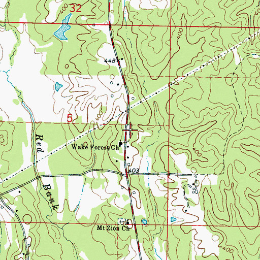 Topographic Map of Wake Forest Cemetery, MS