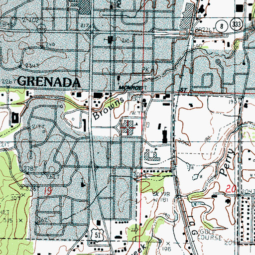 Topographic Map of Grenada High School, MS