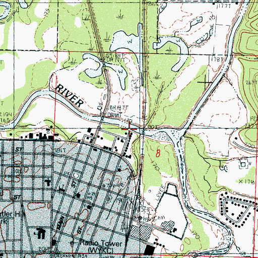 Topographic Map of Sherman Ferry (historical), MS