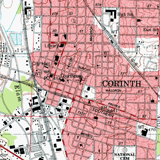 Topographic Map of Foote Street Church of Christ, MS