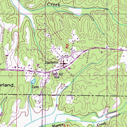 Topographic Map of Jacinto School (historical), MS
