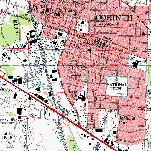 Topographic Map of Saint Mark Baptist Church, MS