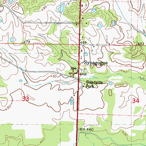 Topographic Map of Synagogue-Dilworth School (historical), MS