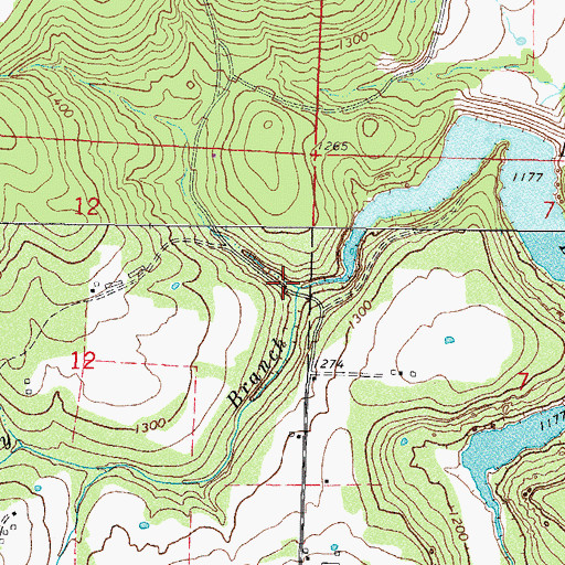 Topographic Map of Beatty Branch, AR