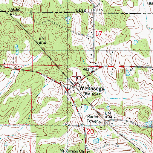 Topographic Map of Wenasoga Church of Christ, MS
