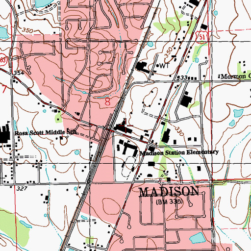 Topographic Map of First Baptist Church, MS