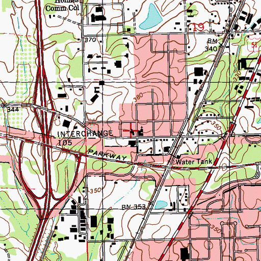 Topographic Map of First Baptist Church of Ridgeland, MS