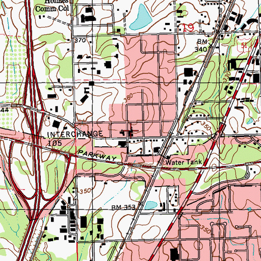 Topographic Map of First United Methodist Church, MS