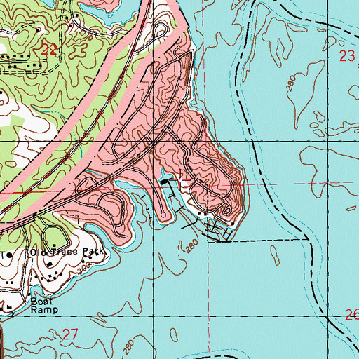 Topographic Map of Jackson Yacht Club, MS