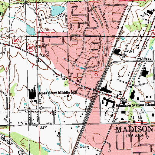 Topographic Map of Montgomery Memorial Methodist Church, MS