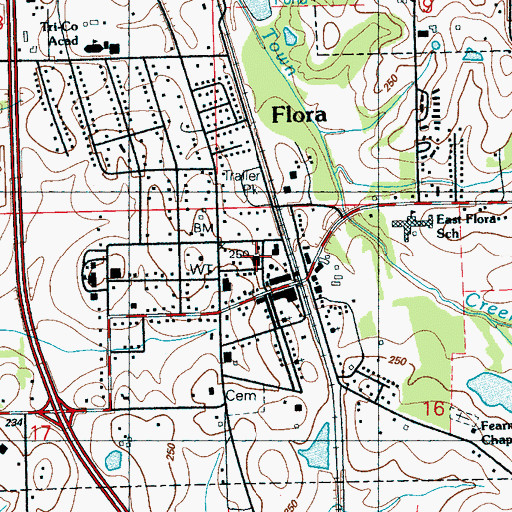 Topographic Map of Flora Baptist Church, MS