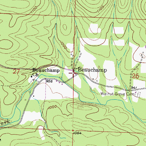 Topographic Map of Beauchamp, AR