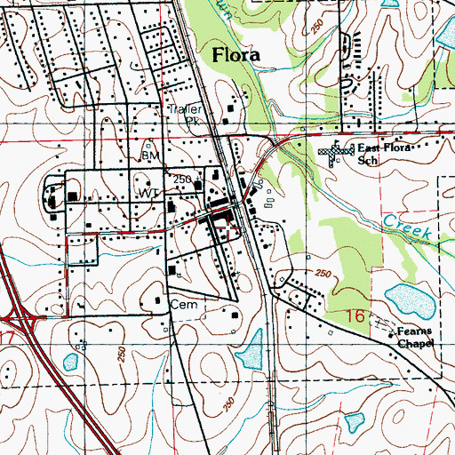 Topographic Map of Flora United Methodist Church, MS