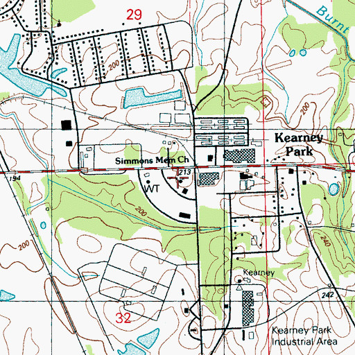 Topographic Map of Simmons Memorial Baptist Church, MS