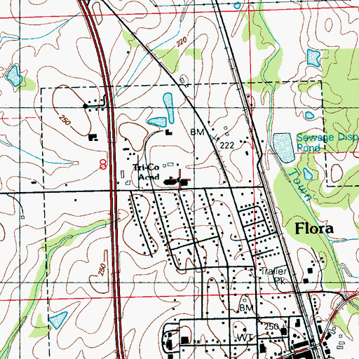 Topographic Map of Tri-County Academy, MS