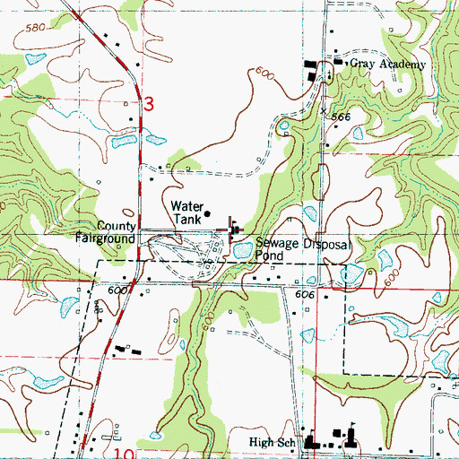 Topographic Map of Ashland Middle School, MS
