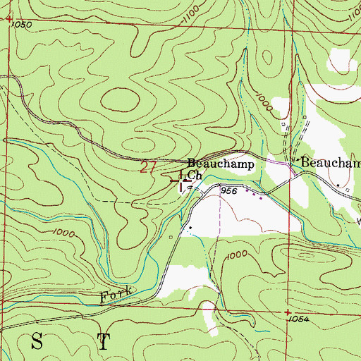 Topographic Map of Beauchamp Church, AR