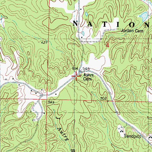 Topographic Map of Ayers Chapel (historical), MS