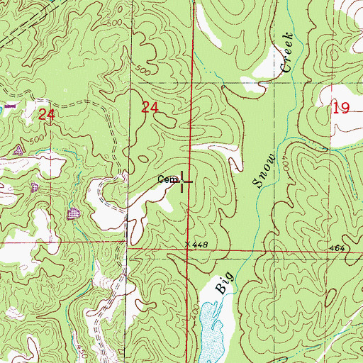 Topographic Map of Bogard Cemetery, MS