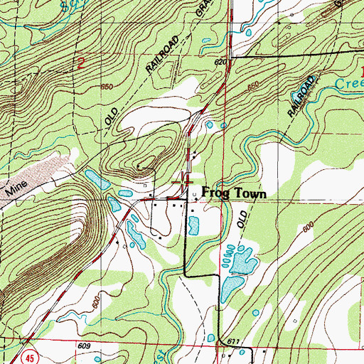Topographic Map of Frog Town, AR