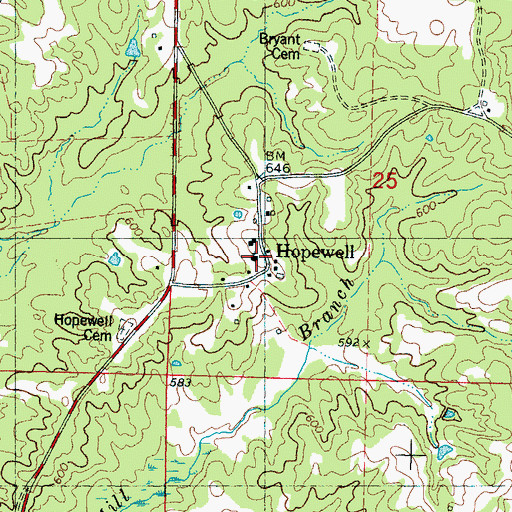 Topographic Map of Hopewell Presbyterian Church, MS