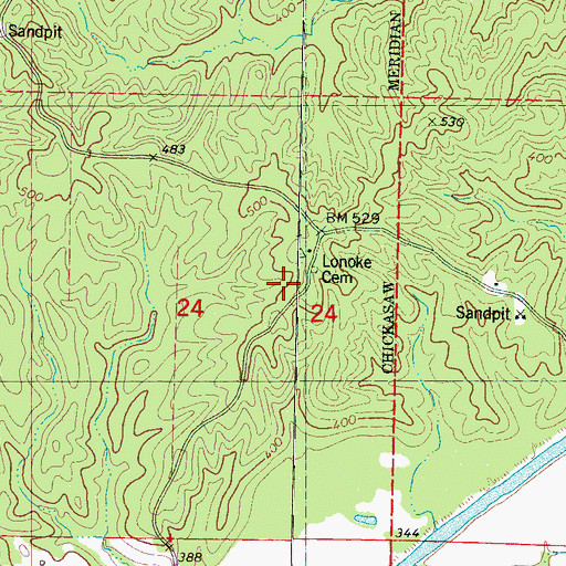 Topographic Map of Lonoke (historical), MS