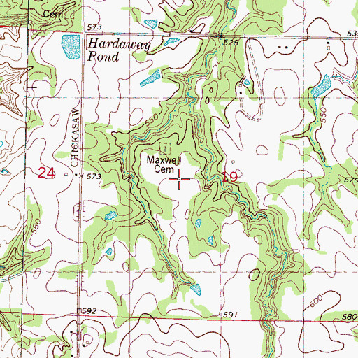 Topographic Map of Maxwell (historical), MS
