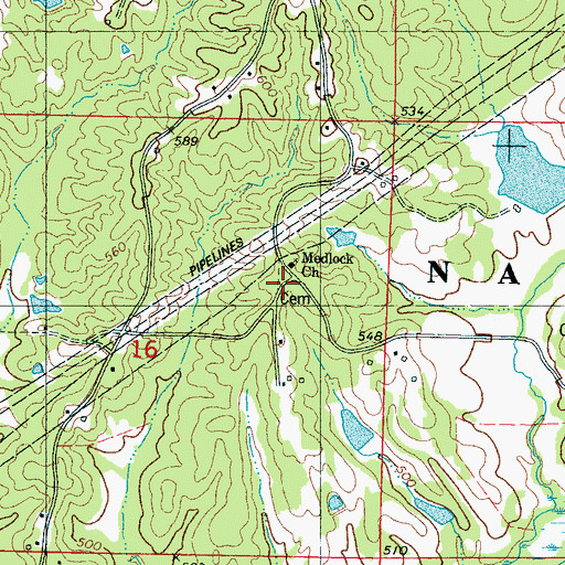 Topographic Map of Medlock Cemetery, MS