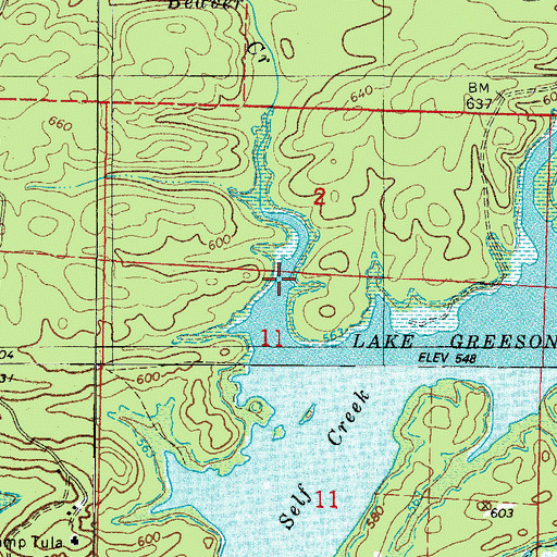Topographic Map of Beaver Creek, AR
