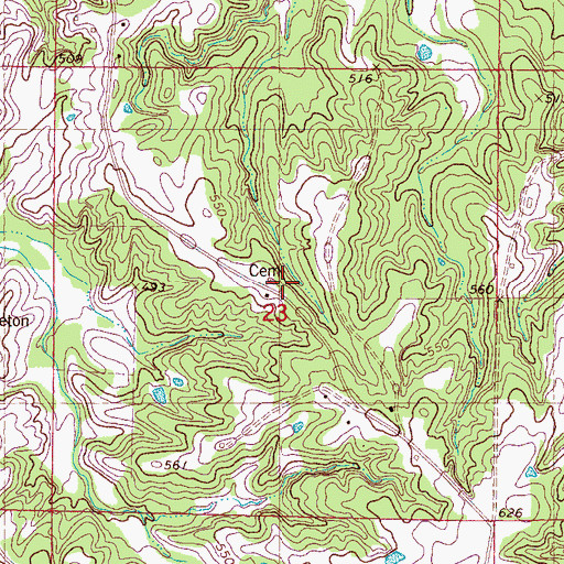Topographic Map of Redfern Cemetery, MS
