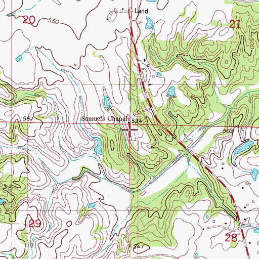 Topographic Map of Samuel Chapel Cemetery, MS