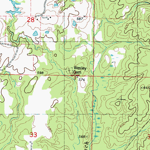Topographic Map of Wesley Chapel (historical), MS