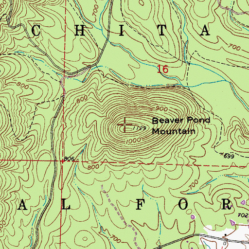 Topographic Map of Beaver Pond Mountain, AR