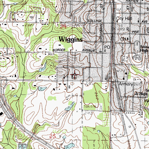 Topographic Map of Stone Elementary School, MS