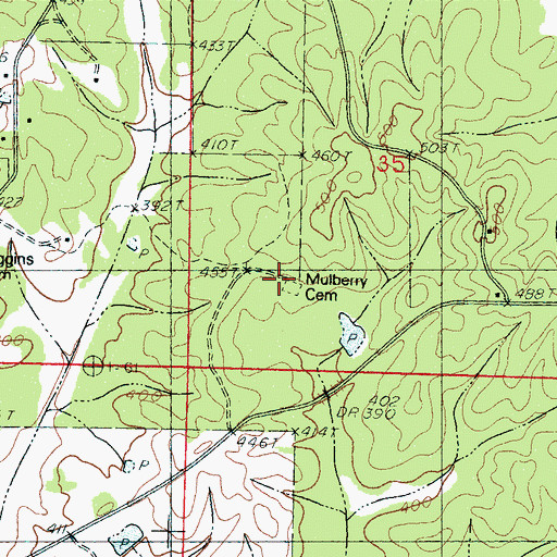 Topographic Map of Mulberry Baptist Church (historical), MS