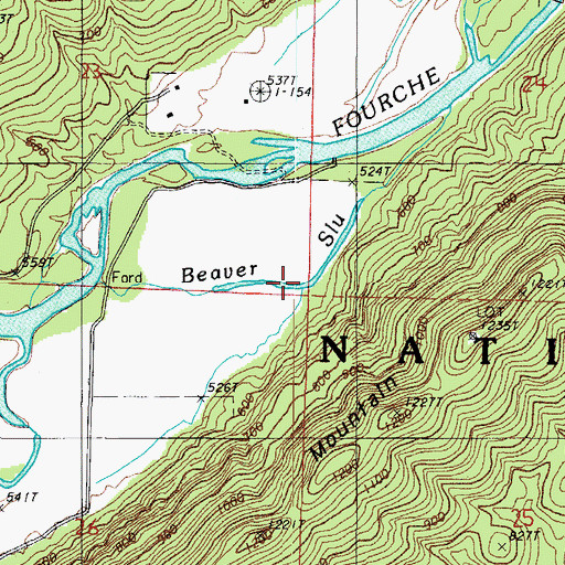 Topographic Map of Beaver Slough, AR