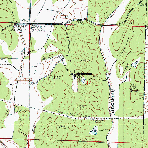 Topographic Map of Airmount School (historical), MS